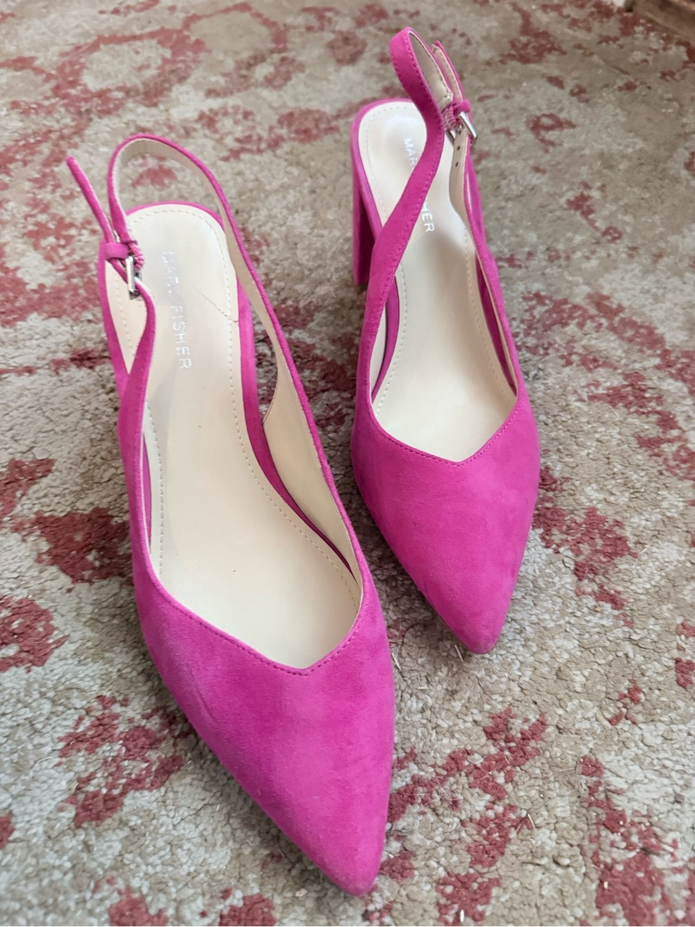 Marc Fisher Fuchsia Pink Suede Slingback Heels Size 8.5